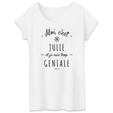 T-Shirt - Julie est trop Géniale - Coton Bio - Cadeau Original - Cadeau Personnalisable - Cadeaux-Positifs.com -XS-Blanc-