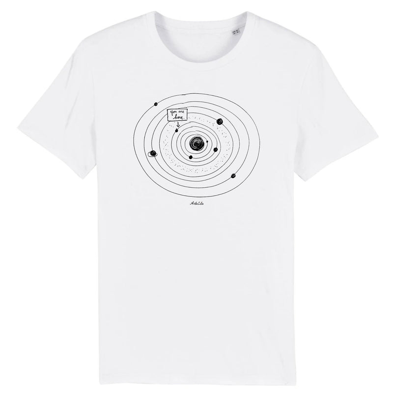 Cadeau anniversaire : T-Shirt - You are Here - Coton Bio - Unisexe - Cadeau Original - Cadeau Personnalisable - Cadeaux-Positifs.com -XS-Blanc-