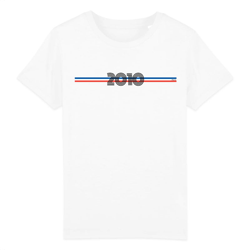 Cadeau anniversaire : T-Shirt Enfant - Année 2010 - Coton Bio - 5 Coloris - Cadeau Personnalisable - Cadeaux-Positifs.com -3-4 ans-Blanc-