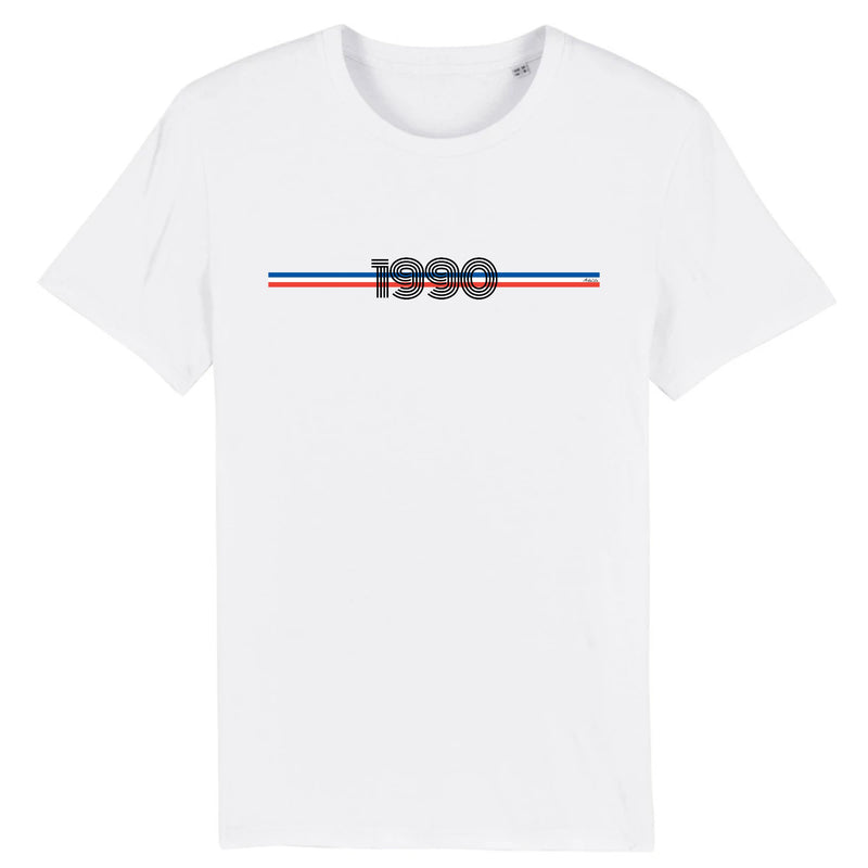 Cadeau anniversaire : T-Shirt - Année 1990 - Coton Bio - 7 Coloris - Cadeau Original - Cadeau Personnalisable - Cadeaux-Positifs.com -XS-Blanc-