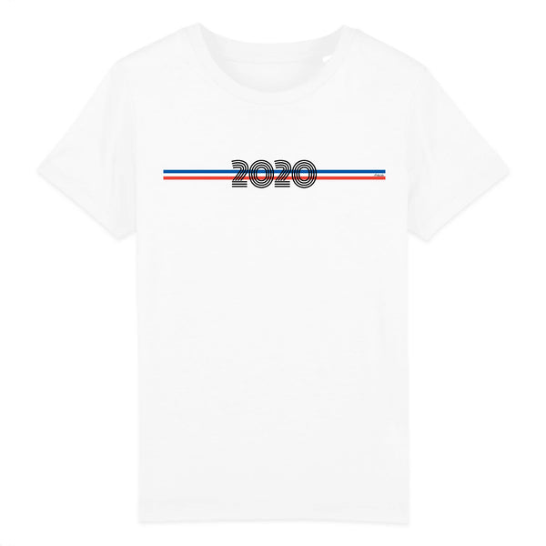 T-Shirt Enfant - Année 2020 - Coton Bio - 5 Coloris - Cadeau Personnalisable - Cadeaux-Positifs.com -3-4 ans-Blanc-