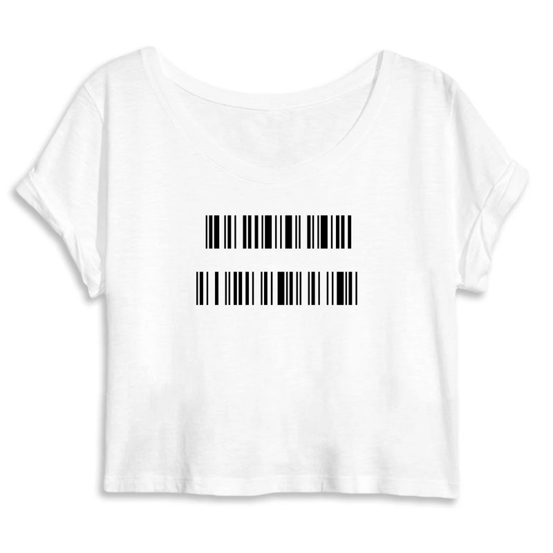 Cadeau anniversaire : Crop Top Premium Personnalisable - MESSAGE CODÉ - Femme - Coton Bio - Cadeau Unique - Cadeau Personnalisable - Cadeaux-Positifs.com -S-Blanc-