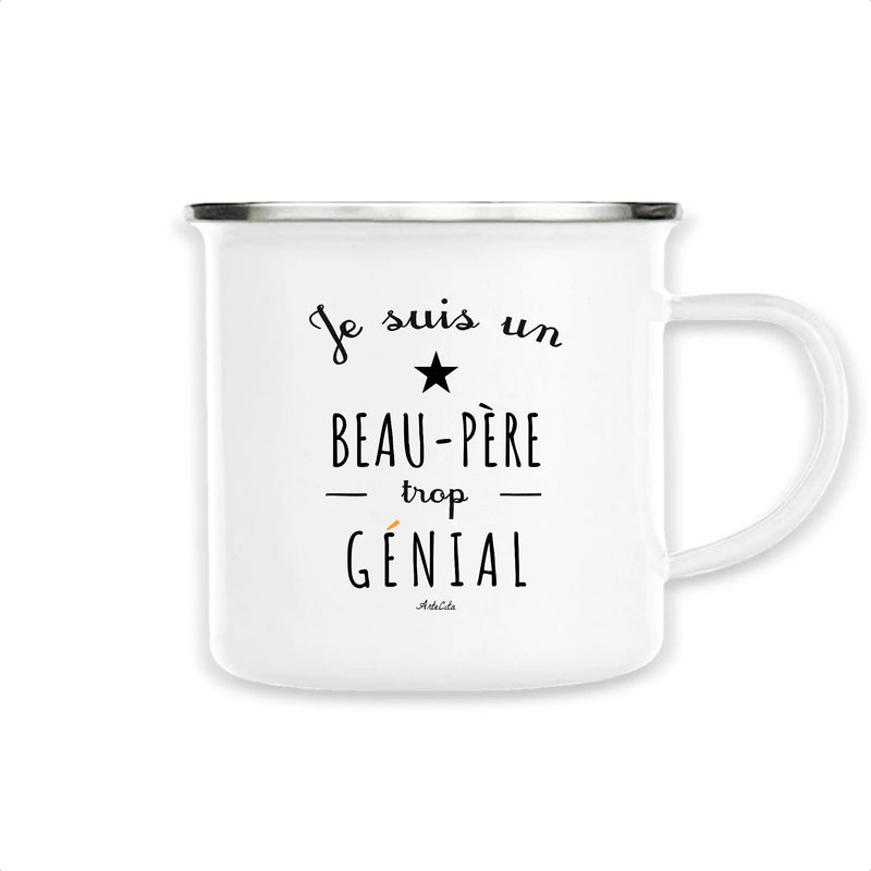 Cadeau anniversaire : Mug - Un Beau-Père trop Génial - Métal émaillé - Cadeau Original - Cadeau Personnalisable - Cadeaux-Positifs.com -Unique-Blanc-