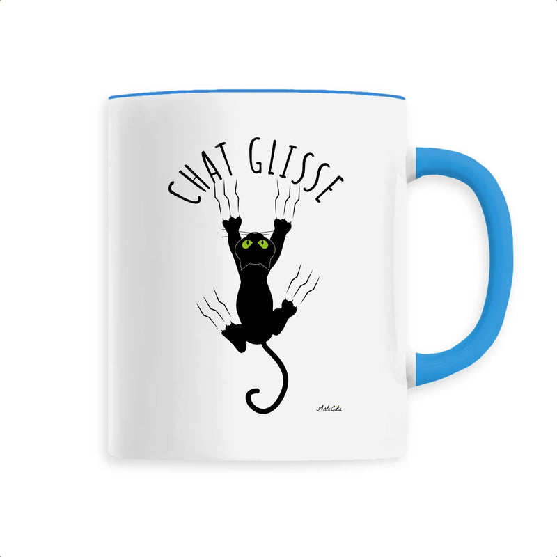 Cadeau anniversaire : Mug - Chat Glisse - 6 Coloris - Cadeau Original - Cadeau Personnalisable - Cadeaux-Positifs.com -Unique-Bleu-