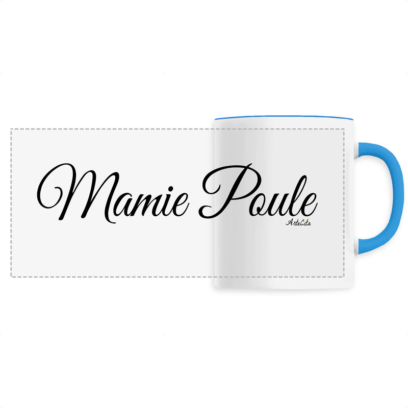 Cadeau anniversaire : Mug - Mamie Poule (Cursif) - 6 Coloris - Cadeau Original - Cadeau Personnalisable - Cadeaux-Positifs.com -Unique-Bleu-
