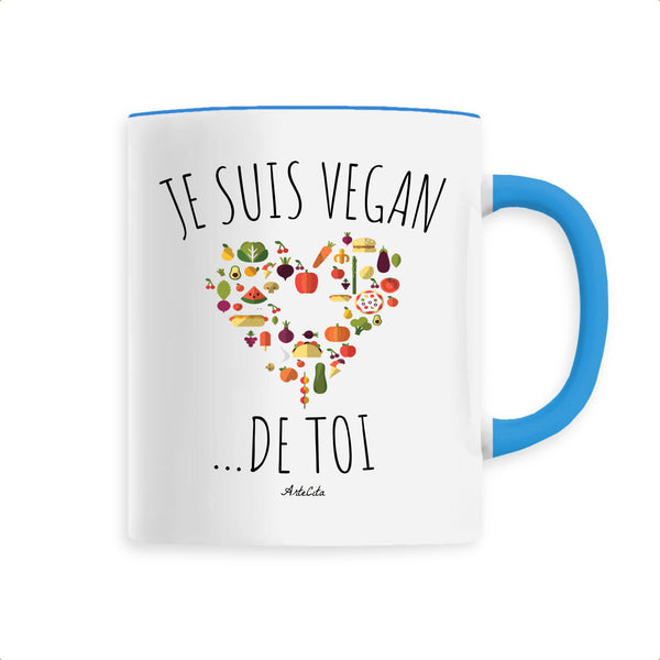 Mug - Je Suis Vegan de toi - 6 Coloris - Cadeau Engagé - Cadeau Personnalisable - Cadeaux-Positifs.com -Unique-Bleu-