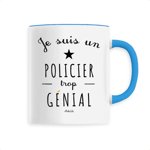 Mug - Un Policier trop Génial - 6 Coloris - Cadeau Original - Cadeau Personnalisable - Cadeaux-Positifs.com -Unique-Bleu-