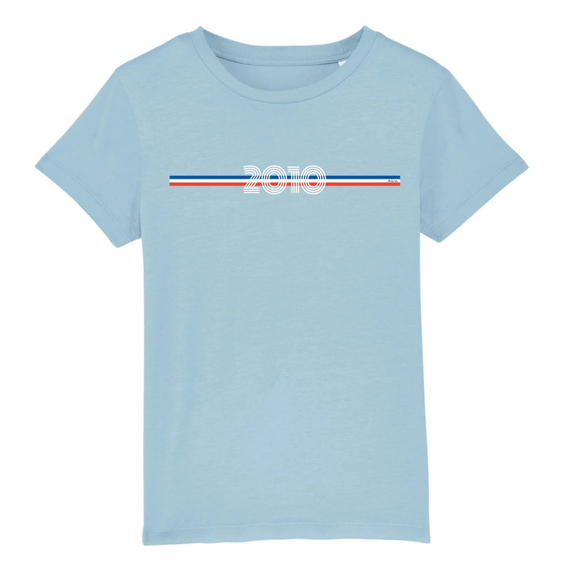 Cadeau anniversaire : T-Shirt Enfant - Année 2010 - Coton Bio - 5 Coloris - Cadeau Personnalisable - Cadeaux-Positifs.com -3-4 ans-Bleu-
