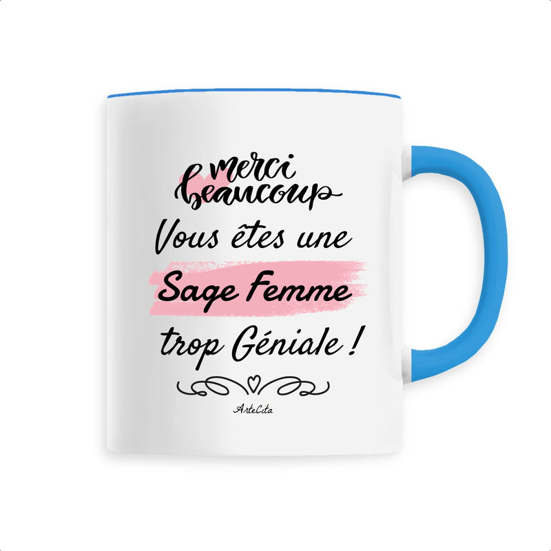 Cadeau anniversaire : Mug - Merci Sage Femme - 6 Coloris - Cadeau Original - Cadeau Personnalisable - Cadeaux-Positifs.com -Unique-Bleu-