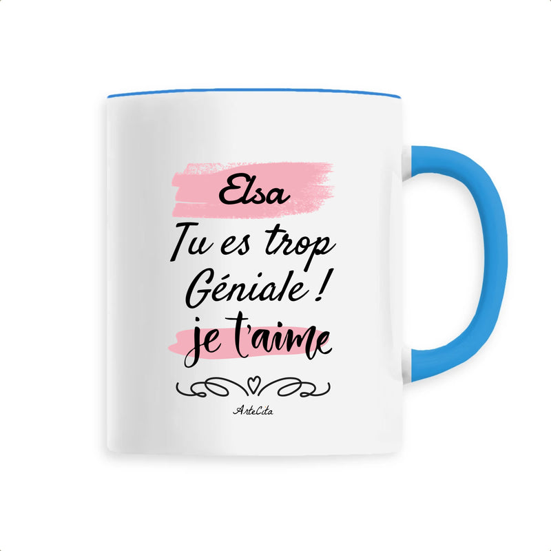 Cadeau anniversaire : Mug - Elsa je t'aime - 6 Coloris - Cadeau Tendre & Original - Cadeau Personnalisable - Cadeaux-Positifs.com -Unique-Bleu-