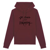 Sweat à capuche - Je Suis Happy - Coton Bio - 3 Coloris - Cadeau Personnalisable - Cadeaux-Positifs.com -XS-Bordeaux-