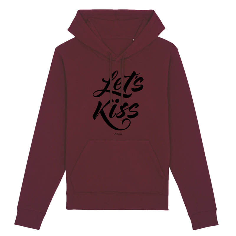 Cadeau anniversaire : Sweat à capuche - Let's Kiss - Coton Bio - 3 Coloris - Cadeau Personnalisable - Cadeaux-Positifs.com -XS-Bordeaux-