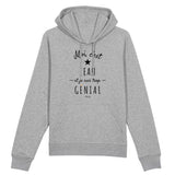 Sweat à Capuche - Jean est trop Génial - Coton Bio - Cadeau Original - Cadeau Personnalisable - Cadeaux-Positifs.com -XS-Gris-