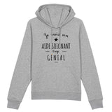 Sweat à Capuche - Un Aide Soignant trop Génial - Coton Bio - Cadeau Original - Cadeau Personnalisable - Cadeaux-Positifs.com -XS-Gris-