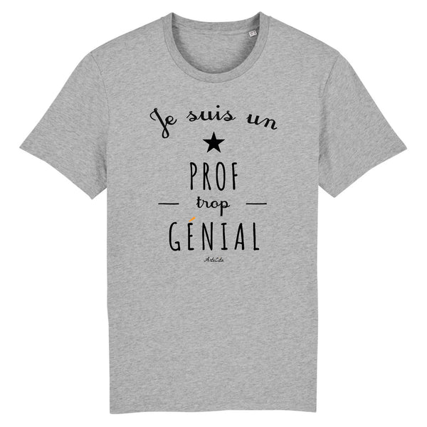 T-Shirt - Un Prof trop Génial - Coton Bio - Cadeau Original - Cadeau Personnalisable - Cadeaux-Positifs.com -XS-Gris-