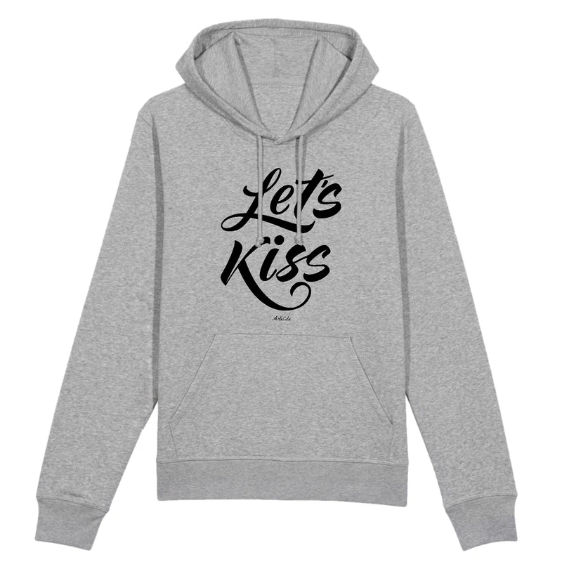 Cadeau anniversaire : Sweat à capuche - Let's Kiss - Coton Bio - 3 Coloris - Cadeau Personnalisable - Cadeaux-Positifs.com -XS-Gris-