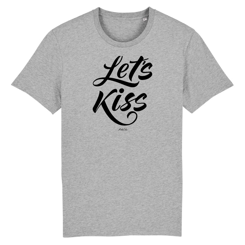 Cadeau anniversaire : T-Shirt - Let's Kiss - Coton Bio - 5 Coloris - Cadeau Personnalisable - Cadeaux-Positifs.com -XS-Gris-