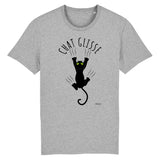 T-Shirt - Chat Glisse - Unisexe - Coton Bio - 5 Coloris - Cadeau Personnalisable - Cadeaux-Positifs.com -XS-Gris-