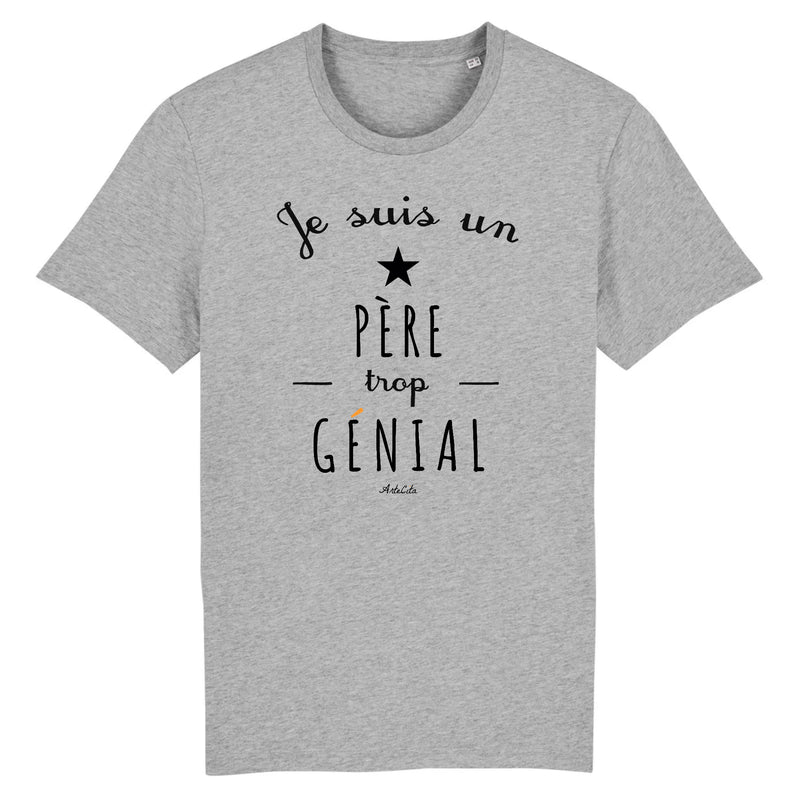 Cadeau anniversaire : T-Shirt - Un Père trop Génial - Coton Bio - Cadeau Original - Cadeau Personnalisable - Cadeaux-Positifs.com -XS-Gris-