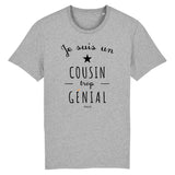 T-Shirt - Un Cousin trop Génial - Coton Bio - Cadeau Original - Cadeau Personnalisable - Cadeaux-Positifs.com -XS-Gris-