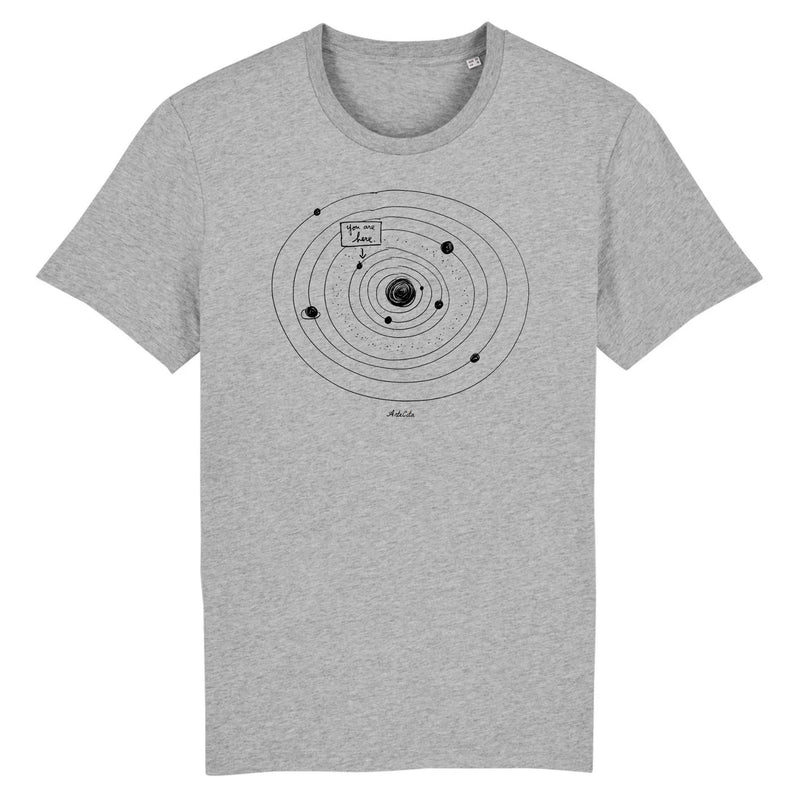 Cadeau anniversaire : T-Shirt - You are Here - Coton Bio - Unisexe - Cadeau Original - Cadeau Personnalisable - Cadeaux-Positifs.com -XS-Gris-