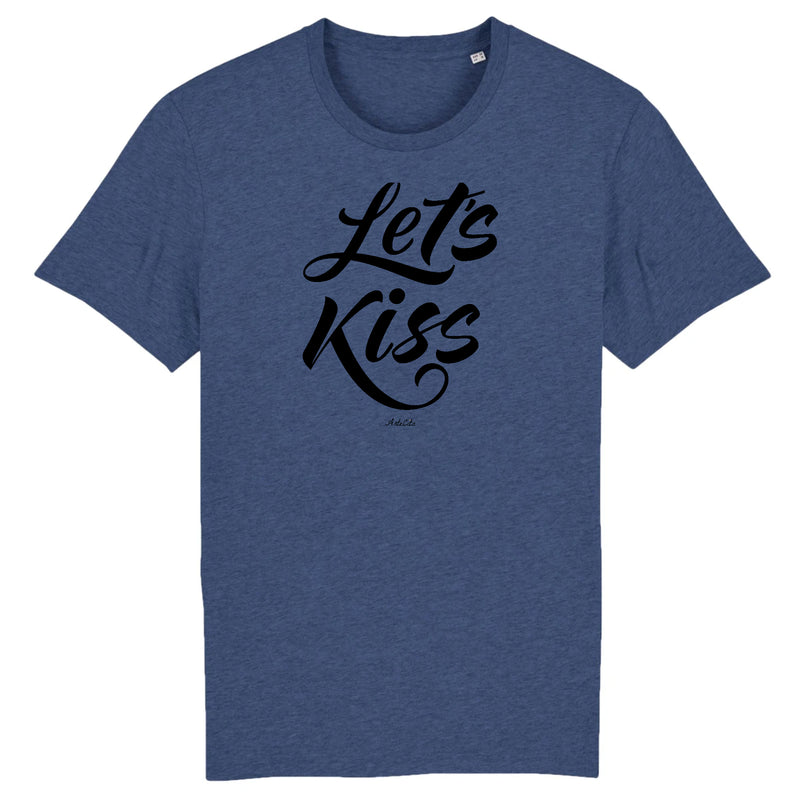 Cadeau anniversaire : T-Shirt - Let's Kiss - Coton Bio - 5 Coloris - Cadeau Personnalisable - Cadeaux-Positifs.com -XS-Indigo-