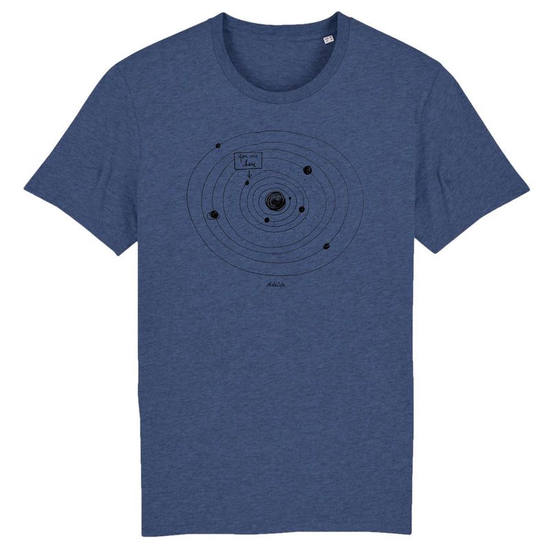 Cadeau anniversaire : T-Shirt - You are Here - Coton Bio - Unisexe - Cadeau Original - Cadeau Personnalisable - Cadeaux-Positifs.com -XS-Indigo-