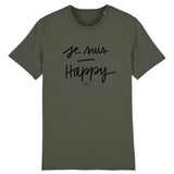 T-Shirt - Je Suis Happy - Coton Bio - 5 Coloris - Cadeau Personnalisable - Cadeaux-Positifs.com -XS-Kaki-