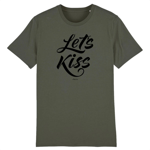 T-Shirt - Let's Kiss - Coton Bio - 5 Coloris - Cadeau Personnalisable - Cadeaux-Positifs.com -XS-Kaki-