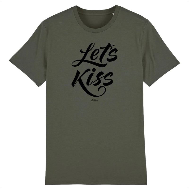 Cadeau anniversaire : T-Shirt - Let's Kiss - Coton Bio - 5 Coloris - Cadeau Personnalisable - Cadeaux-Positifs.com -XS-Kaki-
