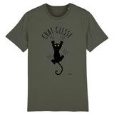 T-Shirt - Chat Glisse - Unisexe - Coton Bio - 5 Coloris - Cadeau Personnalisable - Cadeaux-Positifs.com -XS-Kaki-