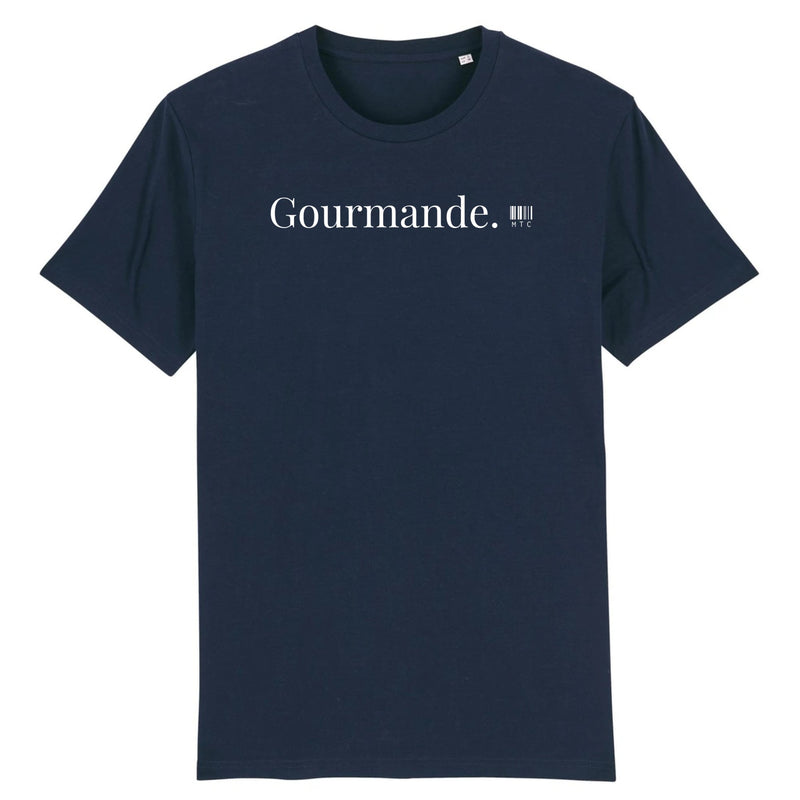 Cadeau anniversaire : T-Shirt - Gourmande - Coton Bio - 7 Coloris - Cadeau Original - Cadeau Personnalisable - Cadeaux-Positifs.com -XS-Marine-