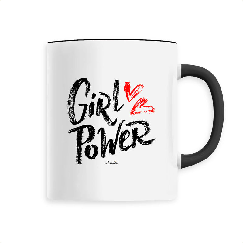 Cadeau anniversaire : Mug - Girl Power (Coeur) - 6 Coloris - Cadeau Original - Cadeau Personnalisable - Cadeaux-Positifs.com -Unique-Noir-
