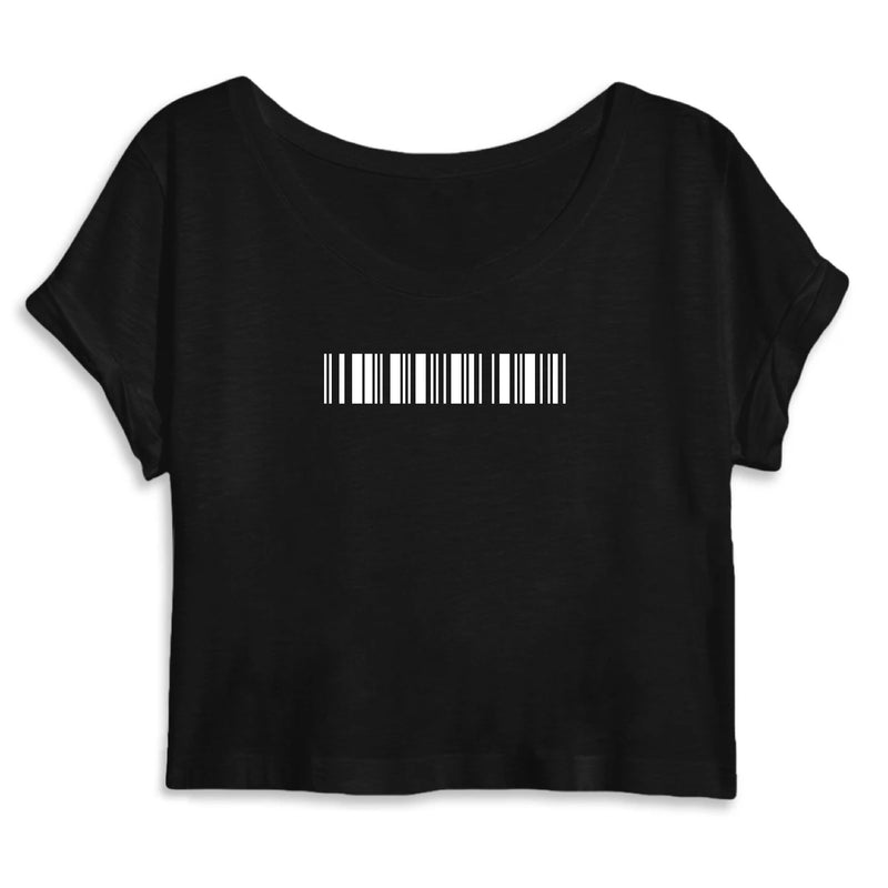 Cadeau anniversaire : Crop Top Premium Personnalisable - MESSAGE CODÉ - Femme - Coton Bio - Cadeau Unique - Cadeau Personnalisable - Cadeaux-Positifs.com -S-Noir-