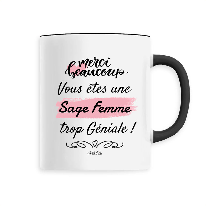 Cadeau anniversaire : Mug - Merci Sage Femme - 6 Coloris - Cadeau Original - Cadeau Personnalisable - Cadeaux-Positifs.com -Unique-Noir-