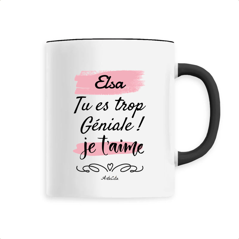 Cadeau anniversaire : Mug - Elsa je t'aime - 6 Coloris - Cadeau Tendre & Original - Cadeau Personnalisable - Cadeaux-Positifs.com -Unique-Noir-