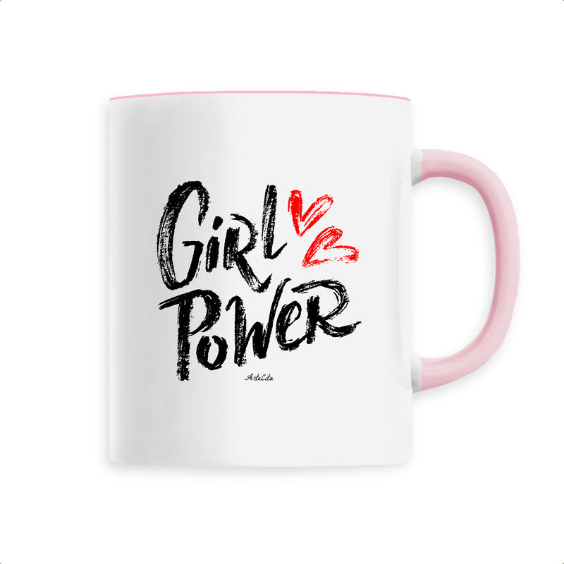Cadeau anniversaire : Mug - Girl Power (Coeur) - 6 Coloris - Cadeau Original - Cadeau Personnalisable - Cadeaux-Positifs.com -Unique-Rose-
