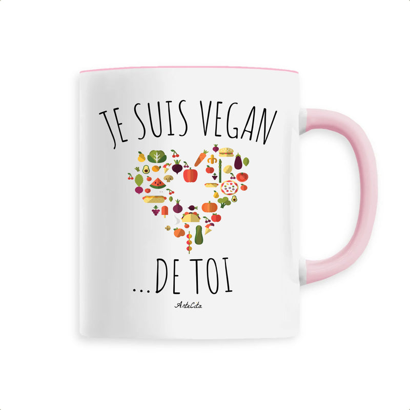 Cadeau anniversaire : Mug - Je Suis Vegan de toi - 6 Coloris - Cadeau Engagé - Cadeau Personnalisable - Cadeaux-Positifs.com -Unique-Rose-