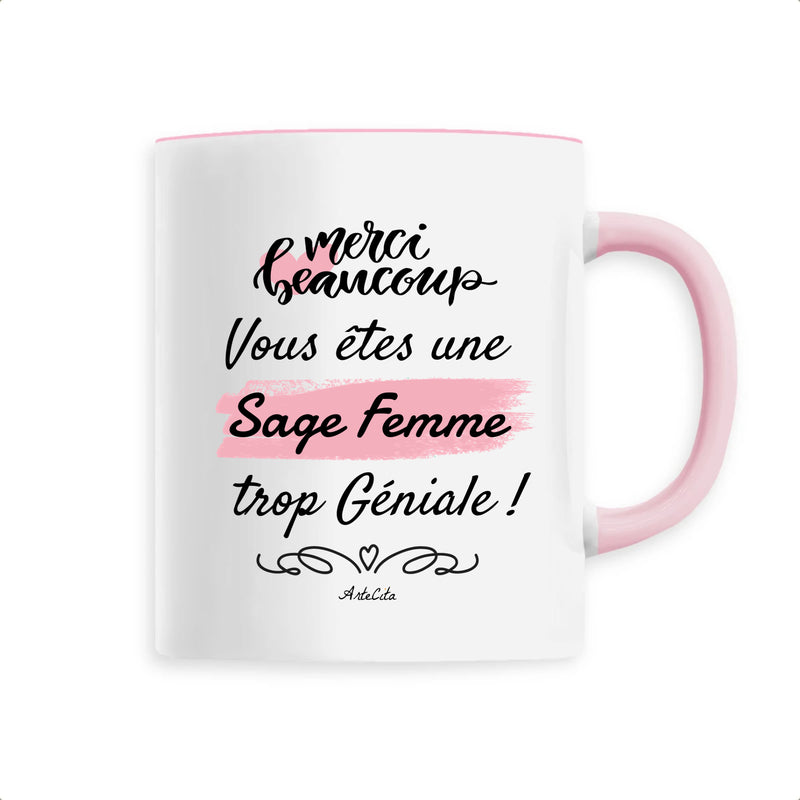 Cadeau anniversaire : Mug - Merci Sage Femme - 6 Coloris - Cadeau Original - Cadeau Personnalisable - Cadeaux-Positifs.com -Unique-Rose-