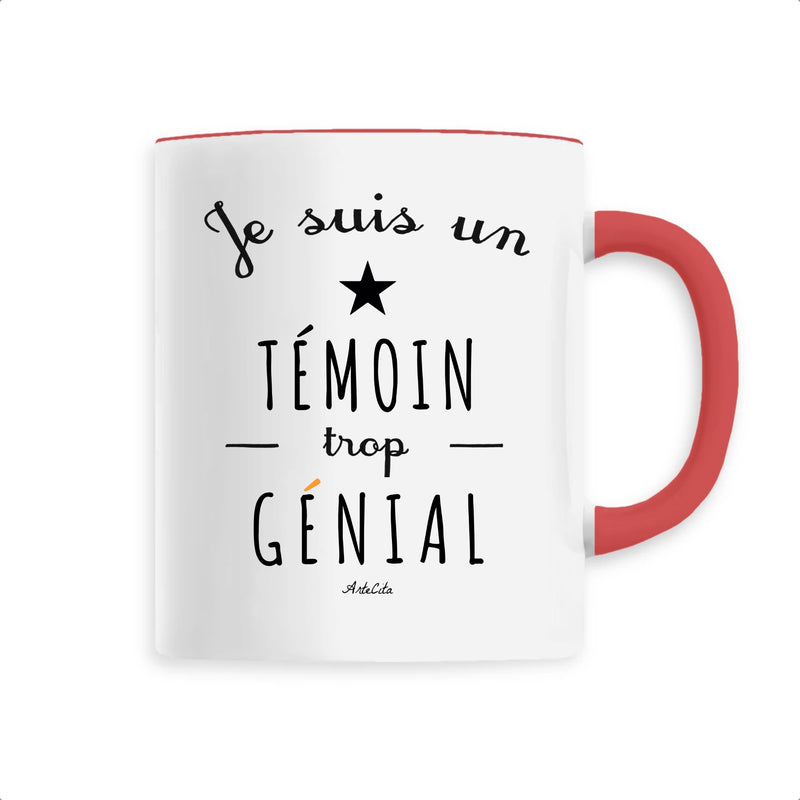 Cadeau anniversaire : Mug - Un Témoin trop Génial - 6 Coloris - Cadeau Original - Cadeau Personnalisable - Cadeaux-Positifs.com -Unique-Rouge-