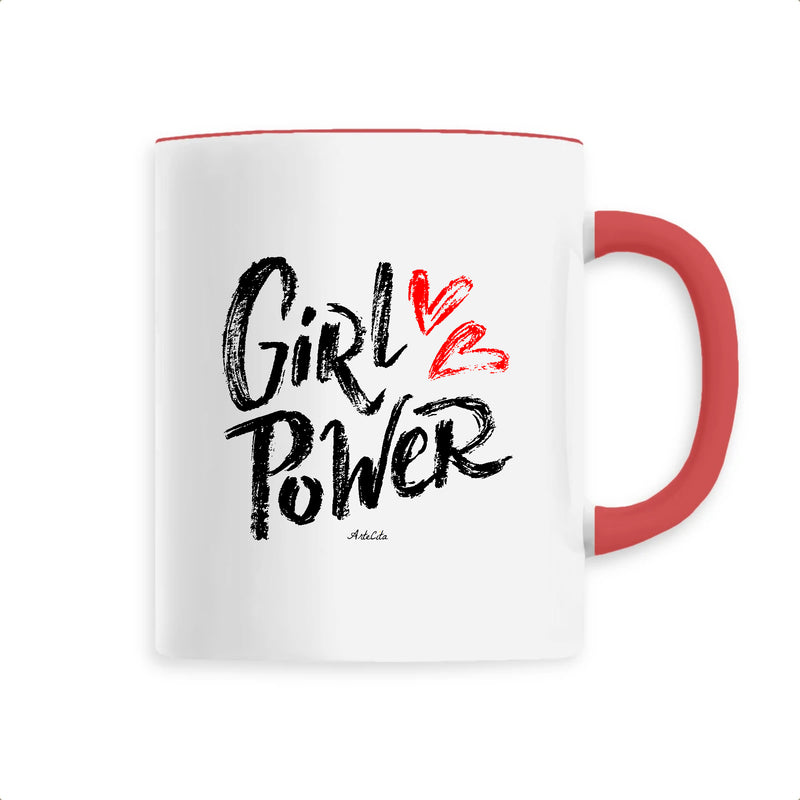 Cadeau anniversaire : Mug - Girl Power (Coeur) - 6 Coloris - Cadeau Original - Cadeau Personnalisable - Cadeaux-Positifs.com -Unique-Rouge-