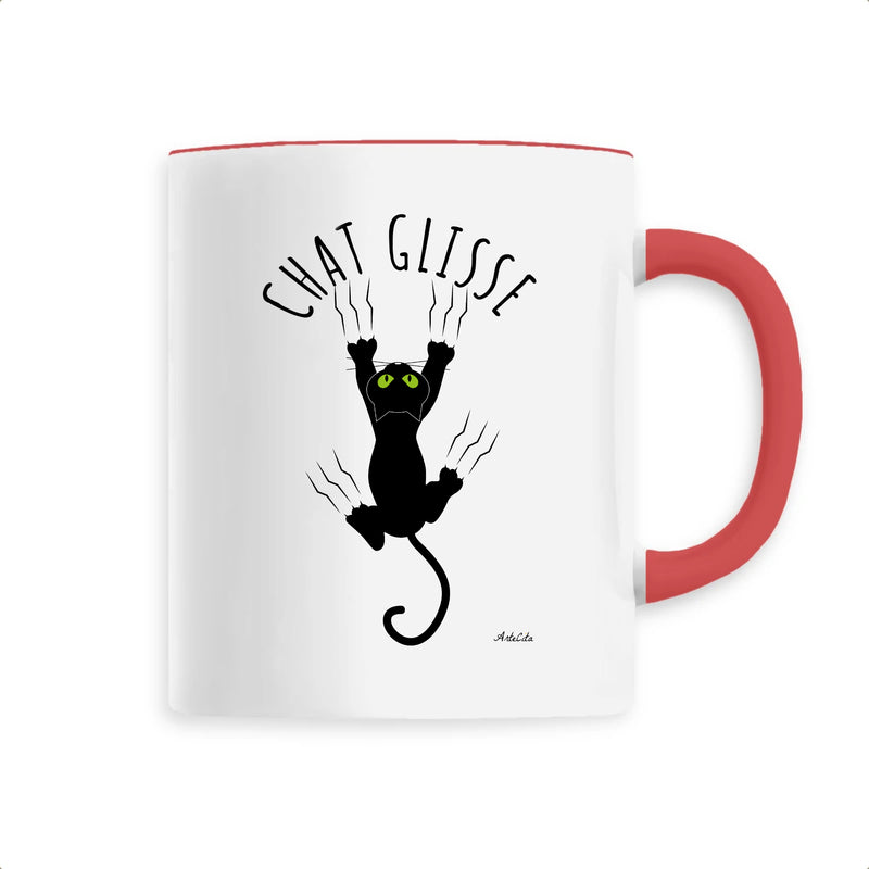 Cadeau anniversaire : Mug - Chat Glisse - 6 Coloris - Cadeau Original - Cadeau Personnalisable - Cadeaux-Positifs.com -Unique-Rouge-