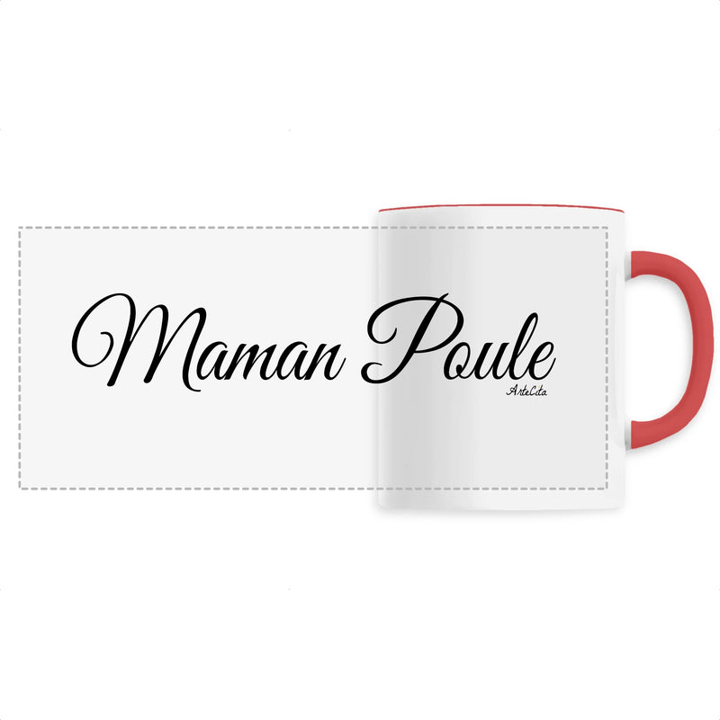 Cadeau anniversaire : Mug - Maman Poule (Cursif) - 6 Coloris - Cadeau Original - Cadeau Personnalisable - Cadeaux-Positifs.com -Unique-Rouge-