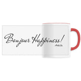 Mug - Bonjour Happiness - 6 Coloris - Cadeau Original - Cadeau Personnalisable - Cadeaux-Positifs.com -Unique-Rouge-