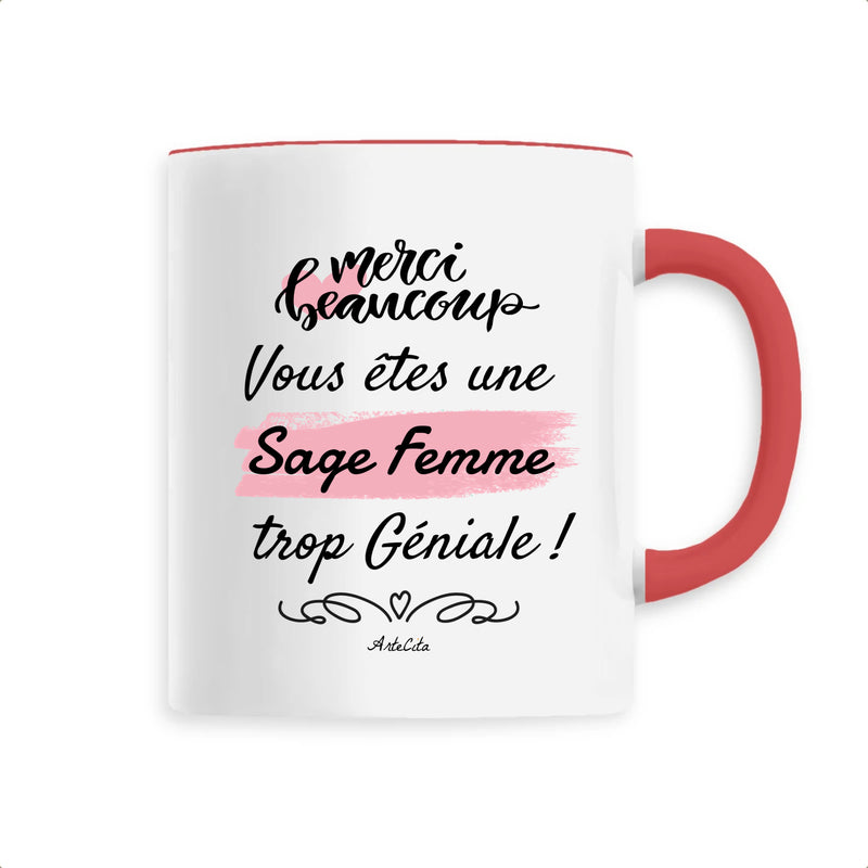 Cadeau anniversaire : Mug - Merci Sage Femme - 6 Coloris - Cadeau Original - Cadeau Personnalisable - Cadeaux-Positifs.com -Unique-Rouge-