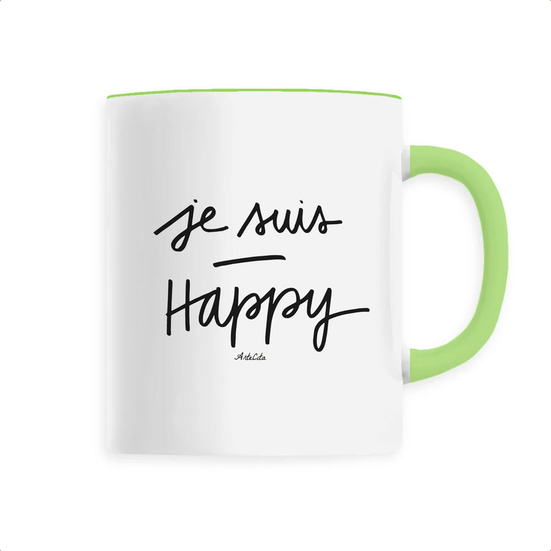 Cadeau anniversaire : Mug - Je Suis Happy - 6 Coloris - Cadeau Positif - Cadeau Personnalisable - Cadeaux-Positifs.com -Unique-Vert-