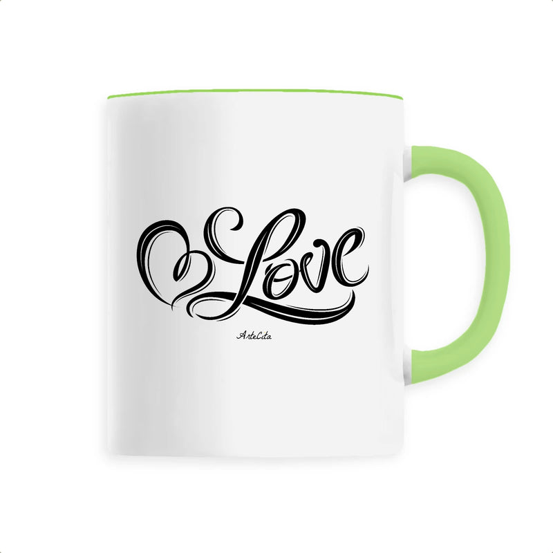 Cadeau anniversaire : Mug - Love - Céramique Premium - 6 Coloris - Cadeau Personnalisable - Cadeaux-Positifs.com -Unique-Vert-