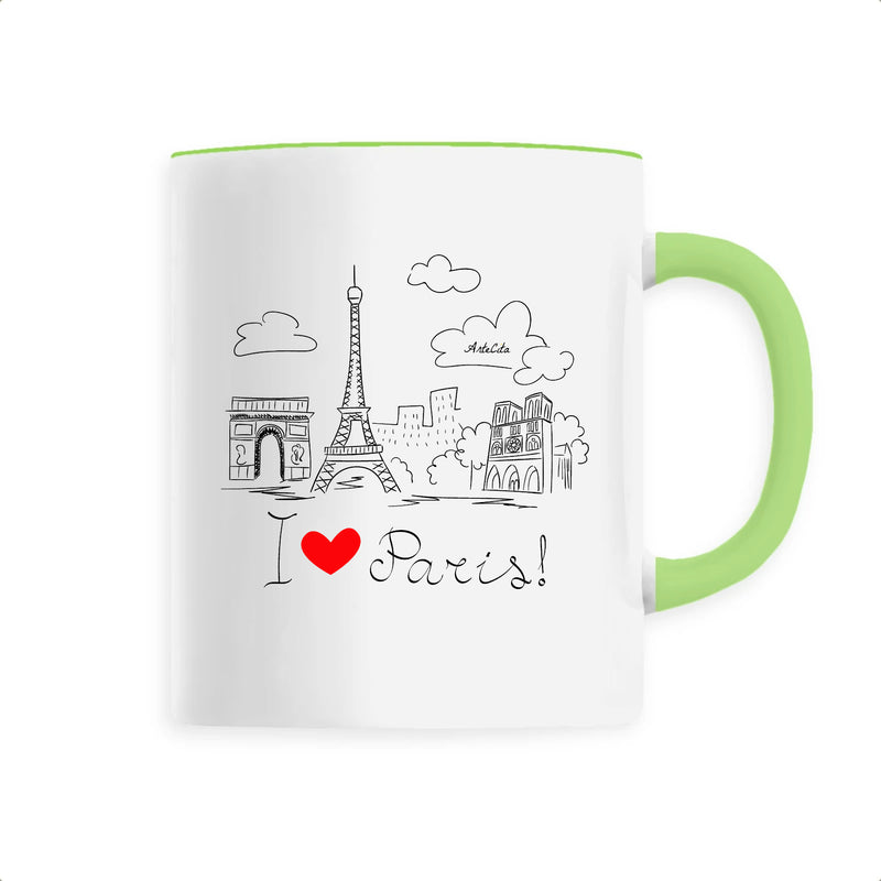 Cadeau anniversaire : Mug - I Love Paris - 6 Coloris - Cadeau Original - Cadeau Personnalisable - Cadeaux-Positifs.com -Unique-Vert-