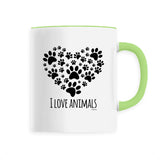 Mug - I Love Animals - 6 Coloris - Cadeau Original - Cadeau Personnalisable - Cadeaux-Positifs.com -Unique-Vert-