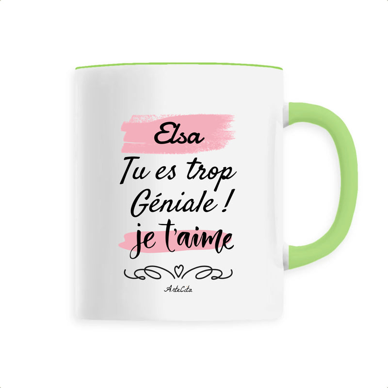 Cadeau anniversaire : Mug - Elsa je t'aime - 6 Coloris - Cadeau Tendre & Original - Cadeau Personnalisable - Cadeaux-Positifs.com -Unique-Vert-